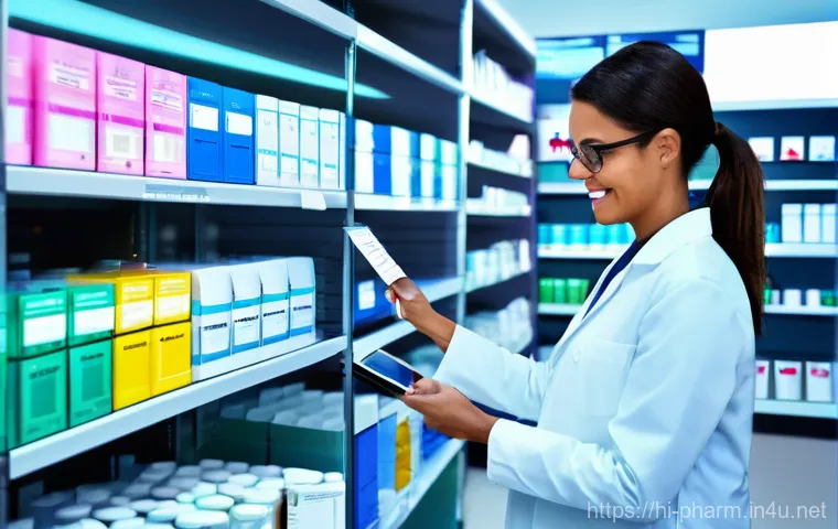 약사 약국 운영 시 자주 겪는 문제 - **Prompt: A modern, brightly lit pharmacy interior with a female pharmacist, in her late 30s, profes...