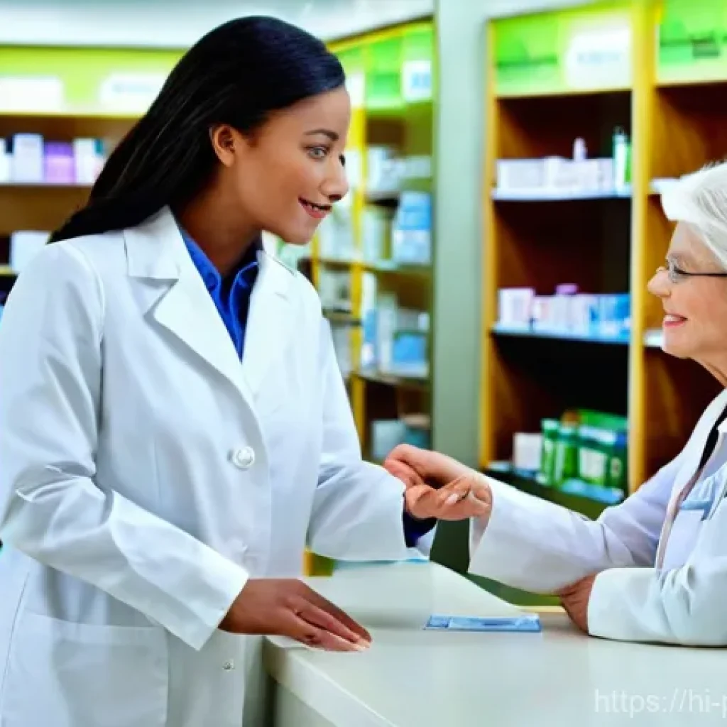 약사 직무와 윤리 - **Prompt 1: Pharmacist Providing Expert Consultation**
"A friendly, professional female pharmaci...