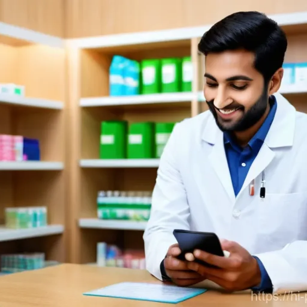 약사 약국 운영 성공을 위한 전략 - **Prompt:** "A brightly lit, modern pharmacy interior with a clean, inviting atmosphere. A male Indi...