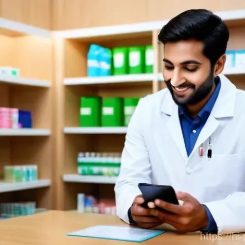 Home 27 약사 약국 운영 성공을 위한 전략 - **Prompt:** "A brightly lit, modern pharmacy interior with a clean, inviting atmosphere. A male Indi...