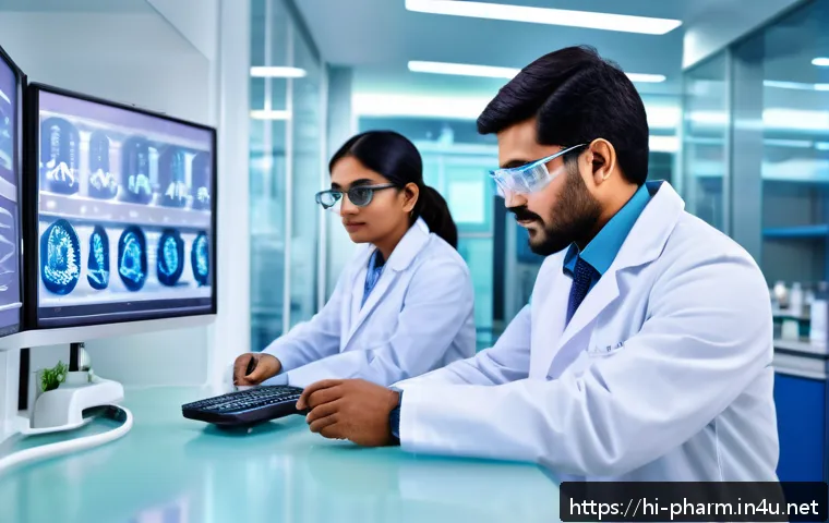 약사 이직 시 추천 기업 리스트 - A modern pharmaceutical research laboratory scene featuring diverse Indian pharmacists wearing profe...